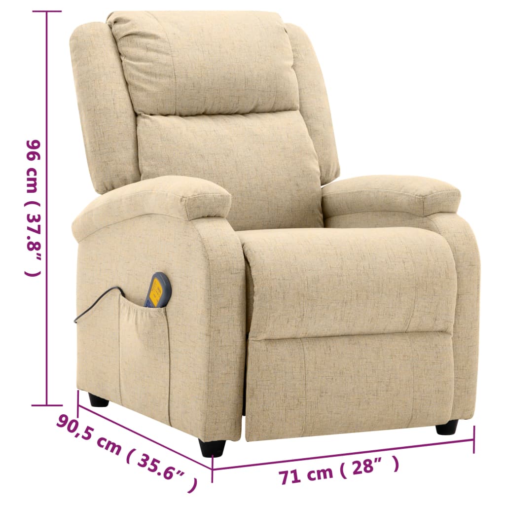 vidaXL Massage Recliner Chair Electric Push Cozy Chair for Elderly Fabric