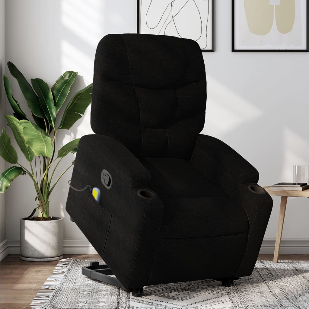 vidaXL Stand up Massage Recliner Chair Black Fabric