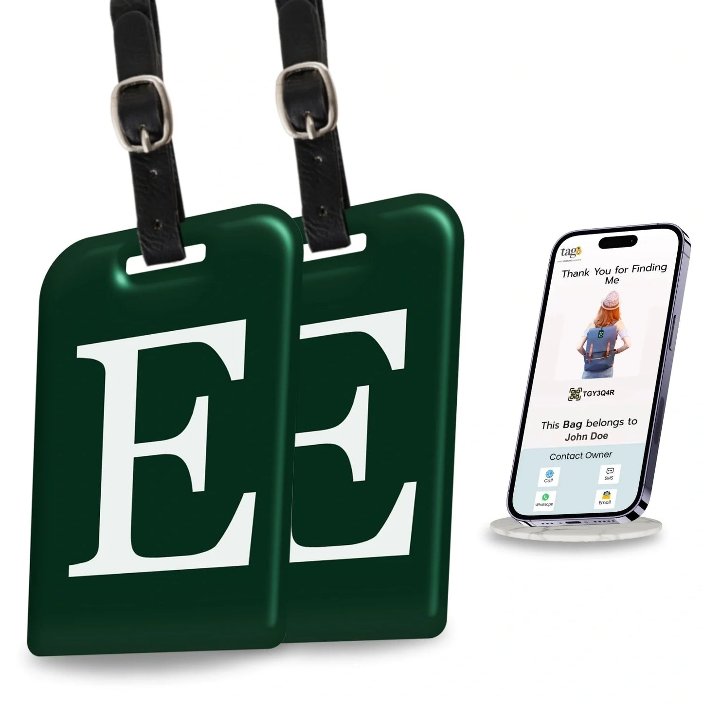 Initials Bag tag E  [pack 2]