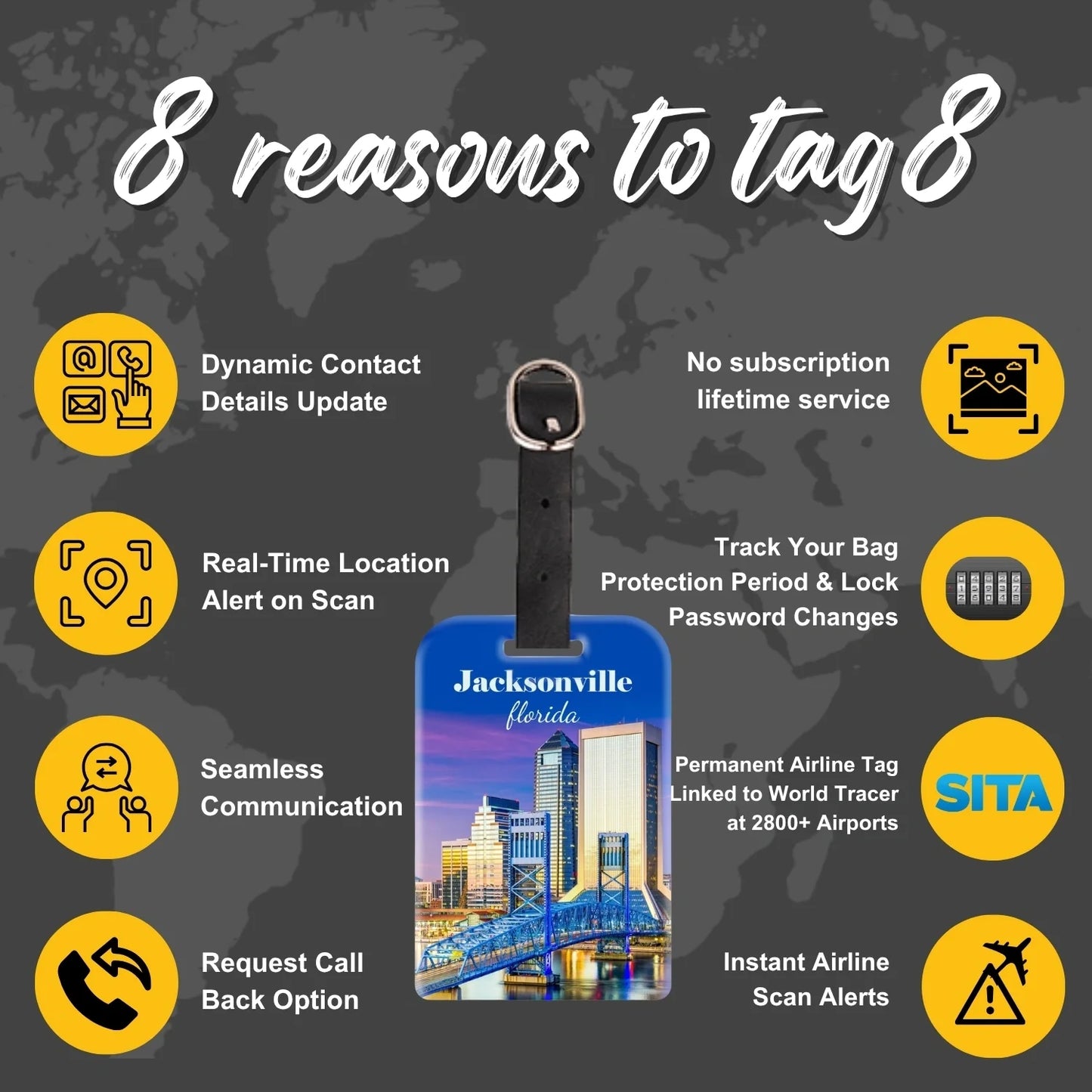 Smart Bag Security Tag - Jacksonville FL [Pack 2]